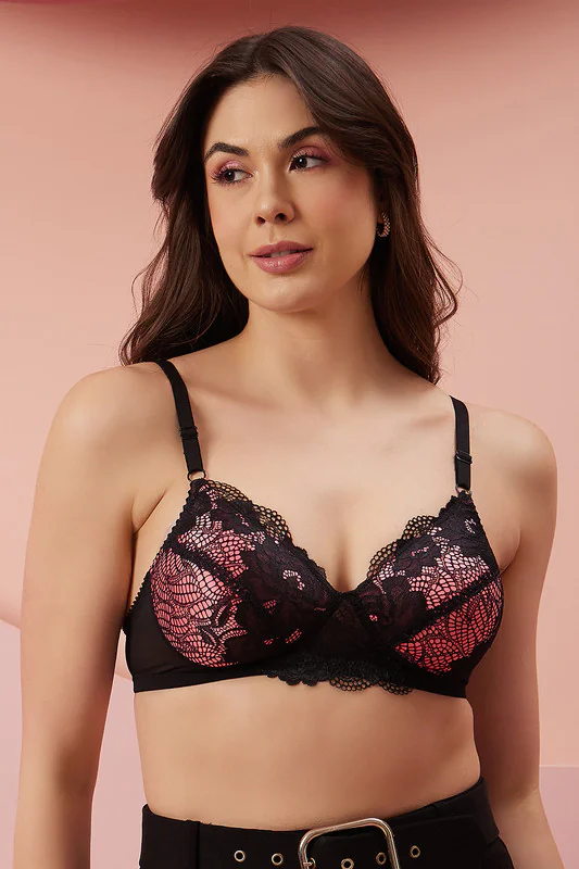 Women's Black Padded Non-Wired Full Coverage Bridal Bra