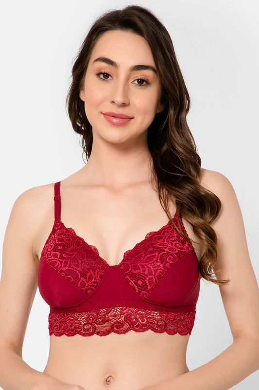 Women's Red Padded Non-Wired Full Cup Multiway Longline Bralette