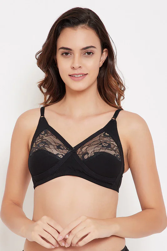 Women's Black Non-Padded Non-Wired Full Figure Bra