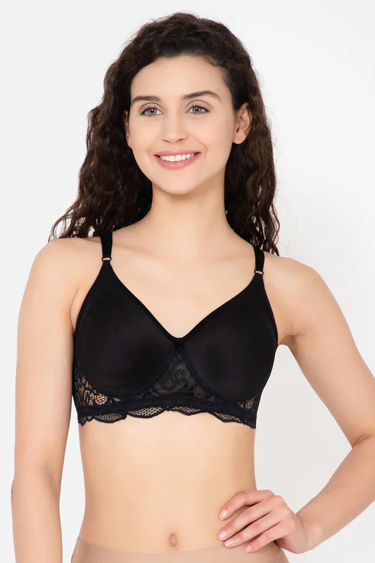 Women's Black Non-Padded Non-Wired Full Coverage Bra