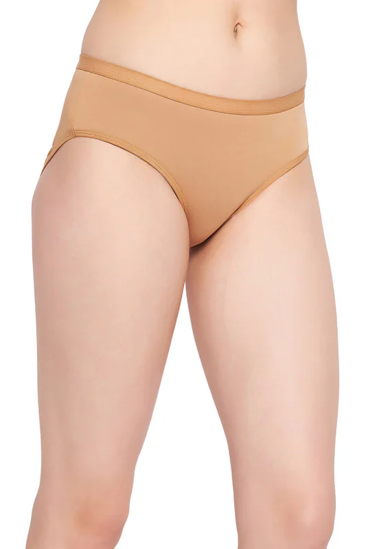 Women's Beige Mid Waist Hipster Panty