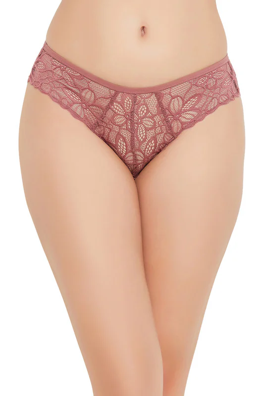 Women's Pink Low Waist Sheer Bikini Panty