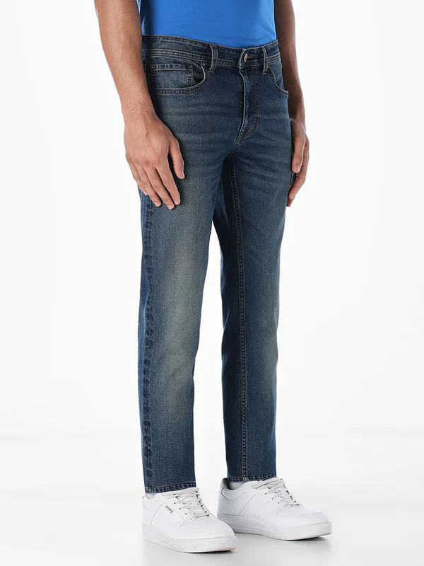 Buy - Men's Blue Casual Tapered Fit Low Rise Clean Look Jeans