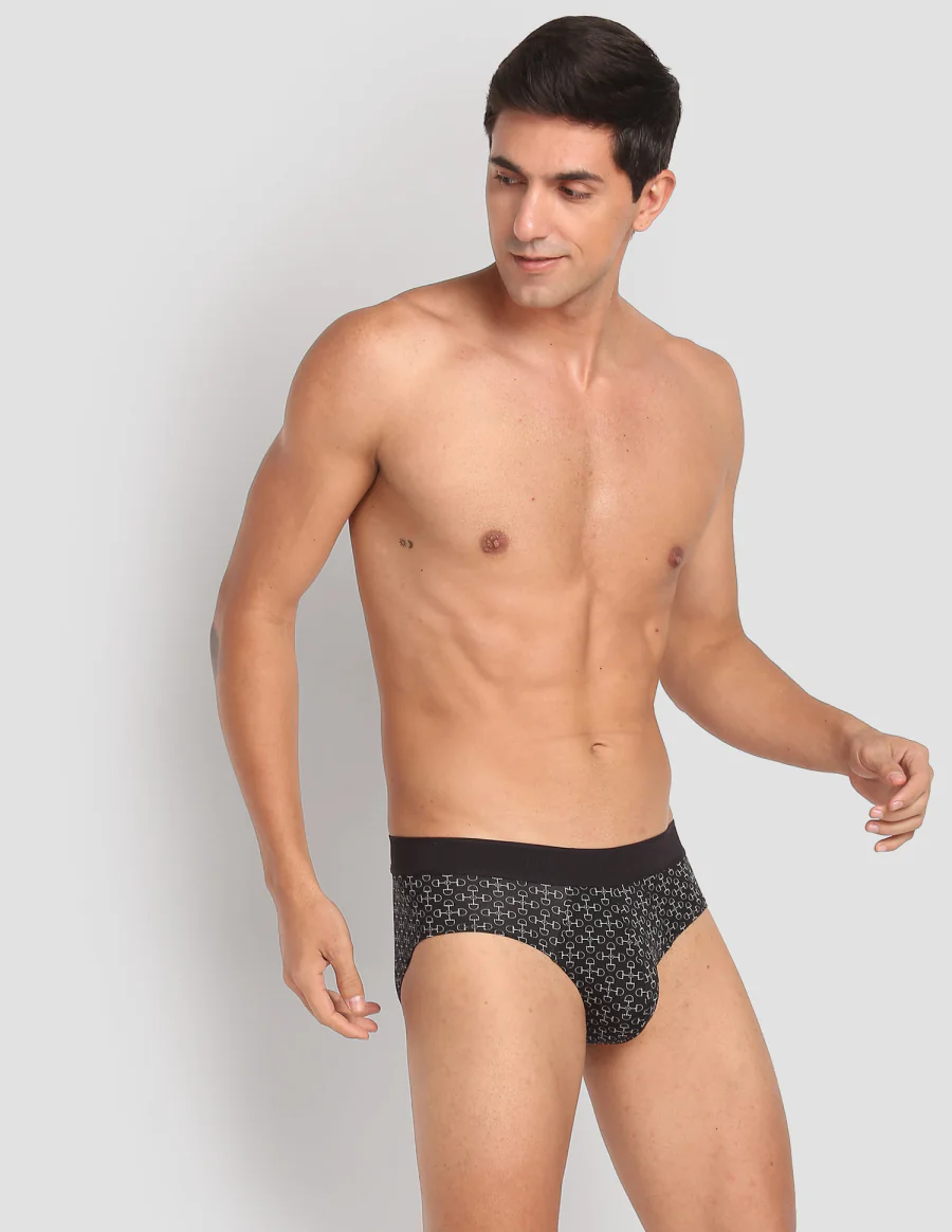 Men's Black Regular Fit Mid Rise Briefs