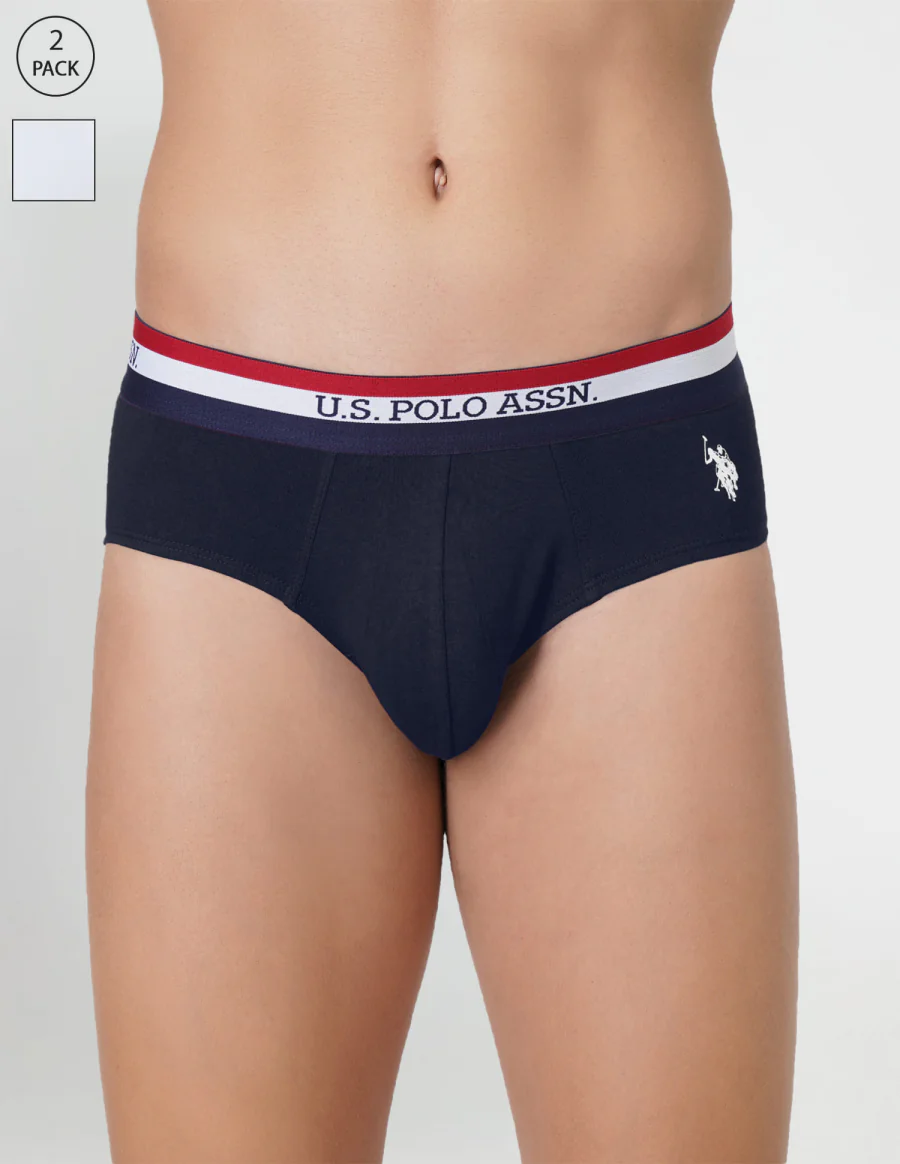 Men's Multicolor Regular Fit Mid Rise Briefs - Pack of 2