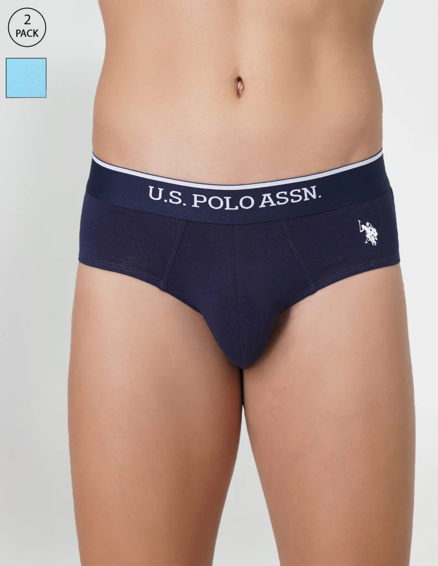 Men's Multicolor Regular Fit Mid Rise Briefs - Pack of 2