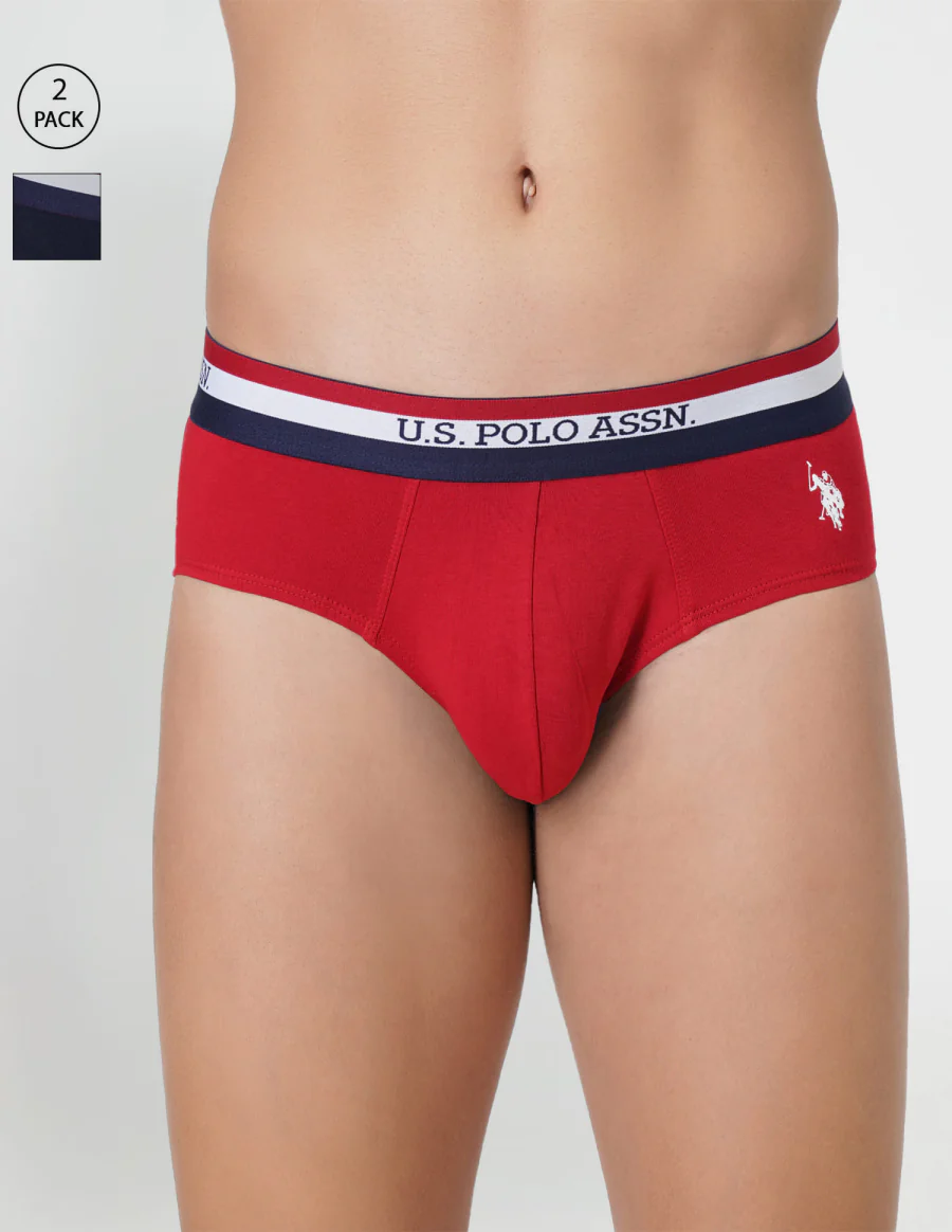 Men's Multicolor Regular Fit Mid Rise Briefs - Pack of 2