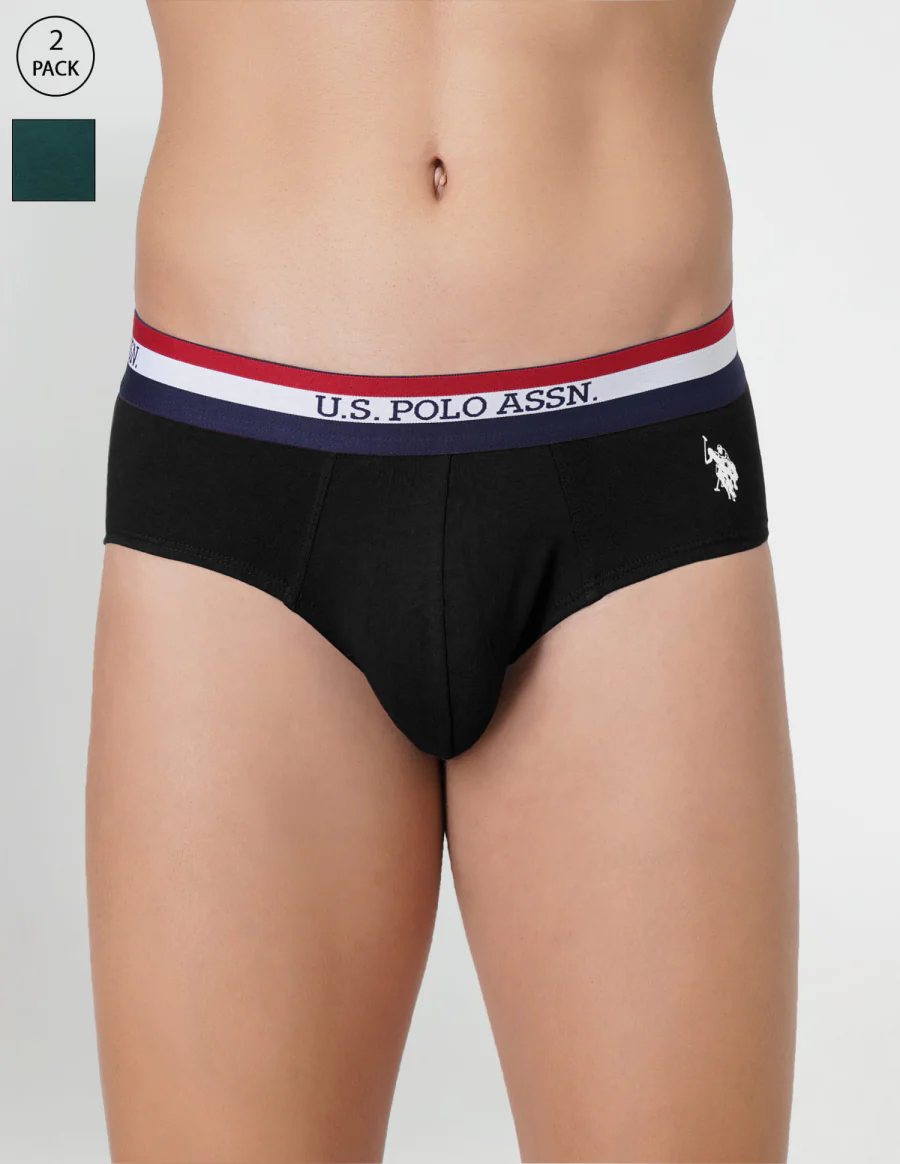Men's Multicolor Regular Fit Mid Rise Briefs - Pack of 2