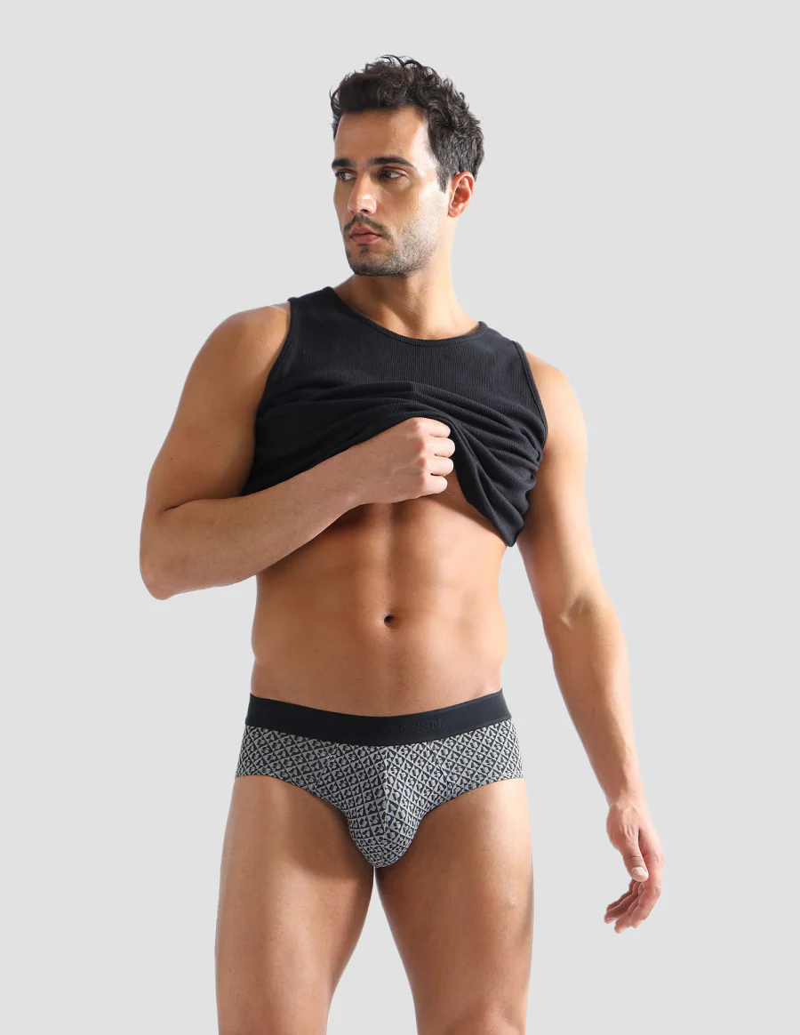Men's Black Regular Fit Mid Rise Briefs