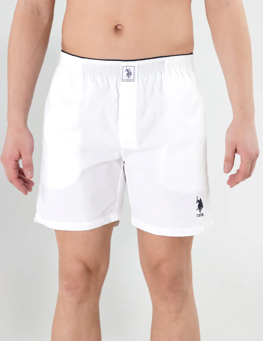 Men's White Regular Fit Mid Rise Boxers