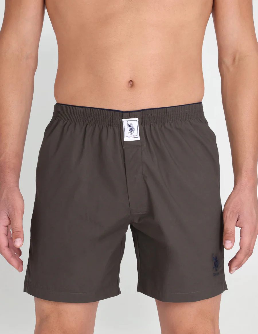 Men's Green Regular Fit Mid Rise Boxers