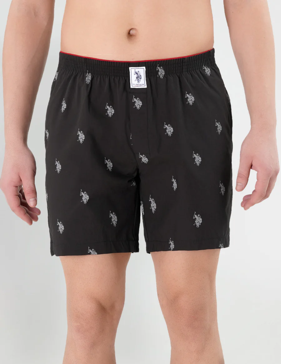Men's Black Regular Fit Mid Rise Boxers