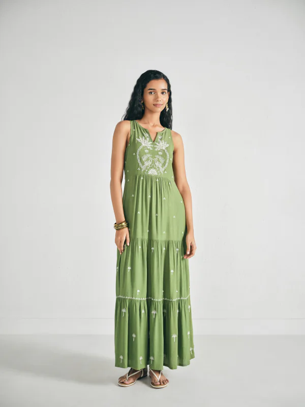 Buy - Women's Green Casual Sleeveless Maxi Dress online - Zilo - 60 Mins  Delivery & Free In-Home Trials