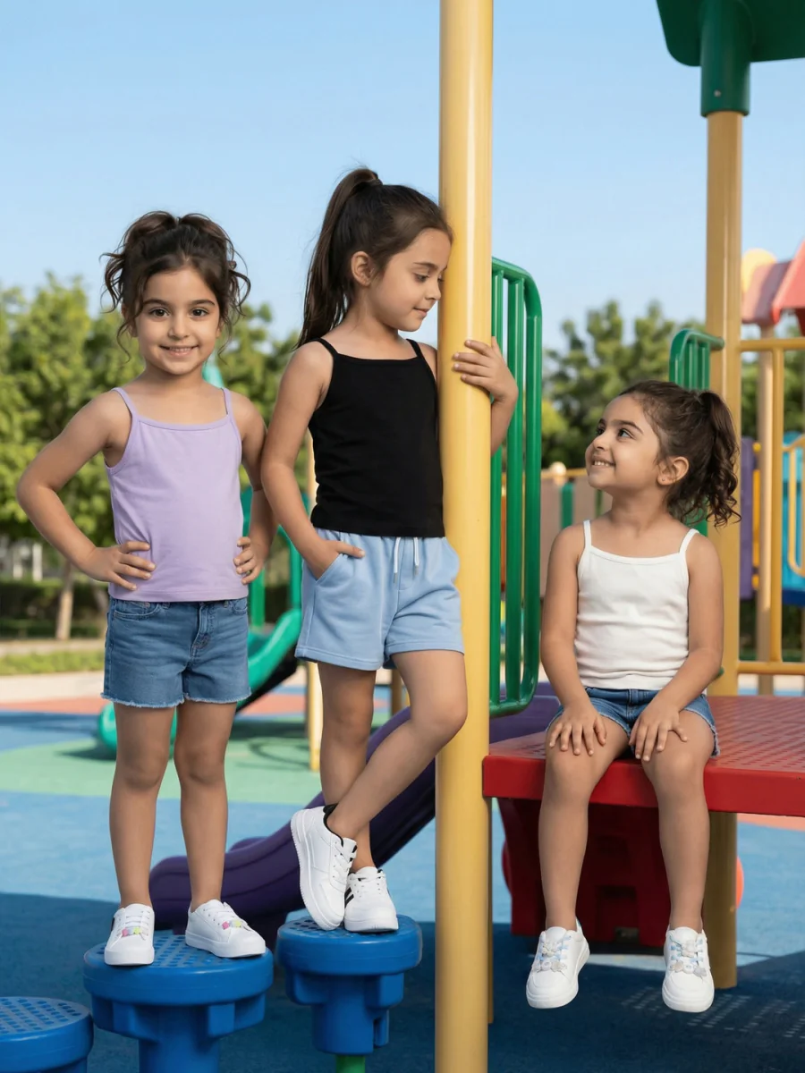 Girls Multicolor Cotton Solid Essentials Camisoles - Pack of 3