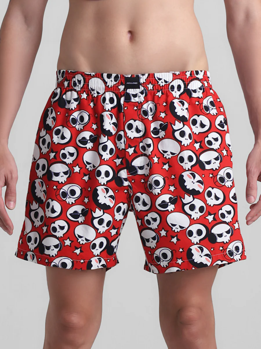 Men's Red Casual Regular Fit Printed Low Rise Boxer