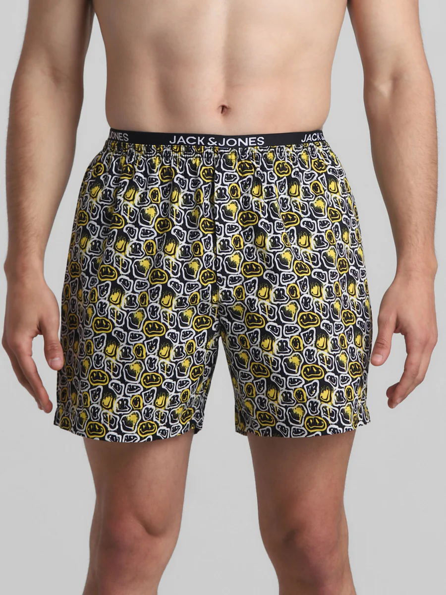 Men's Yellow Casual Regular Fit Printed Boxer