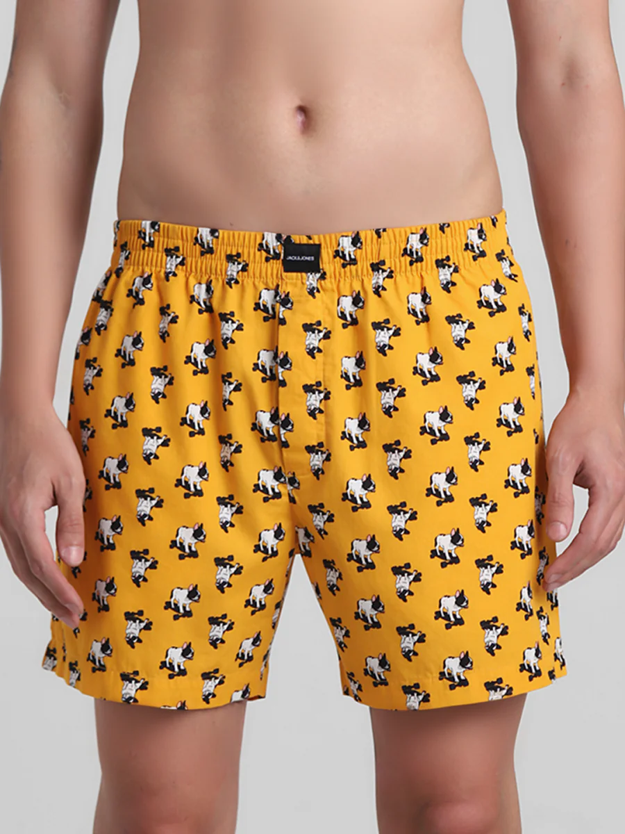 Men's Orange Casual Regular Fit Printed Boxer