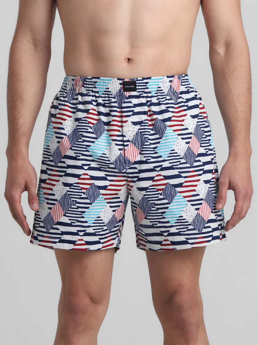 Men's Blue Casual Regular Fit Printed Boxer