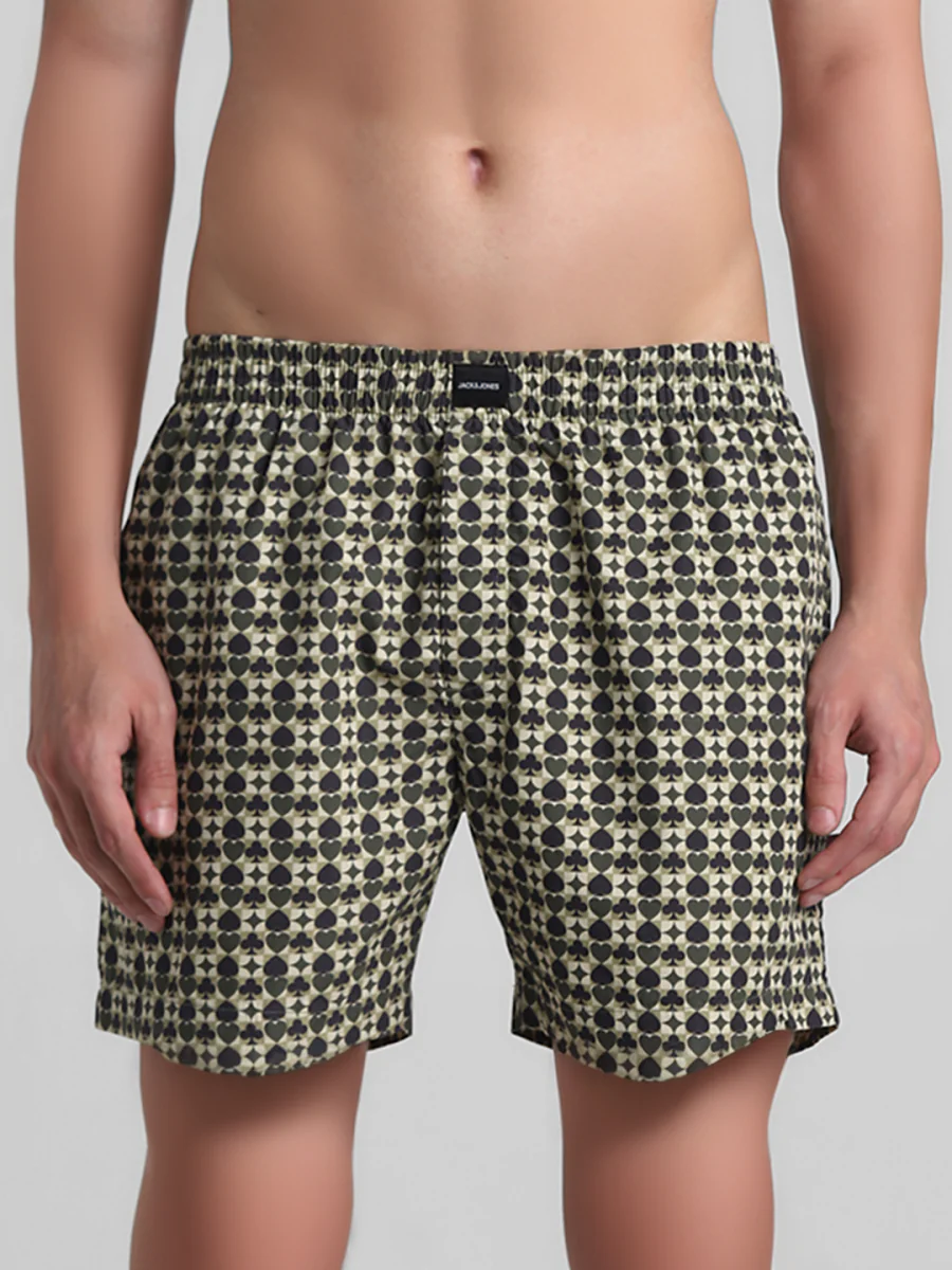 Men's Green Casual Regular Fit Printed Boxer
