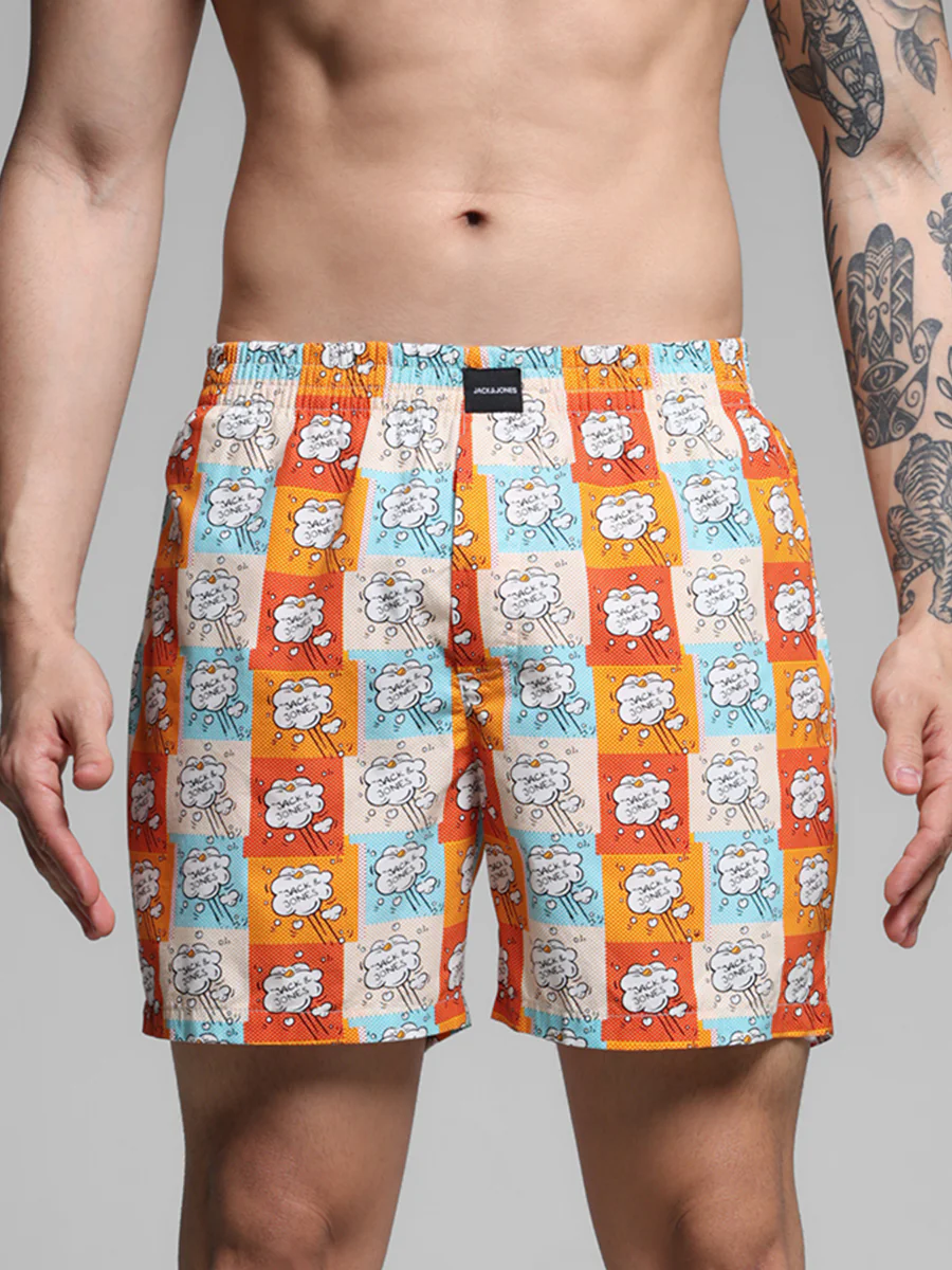 Men's Yellow Casual Regular Fit Printed Boxer