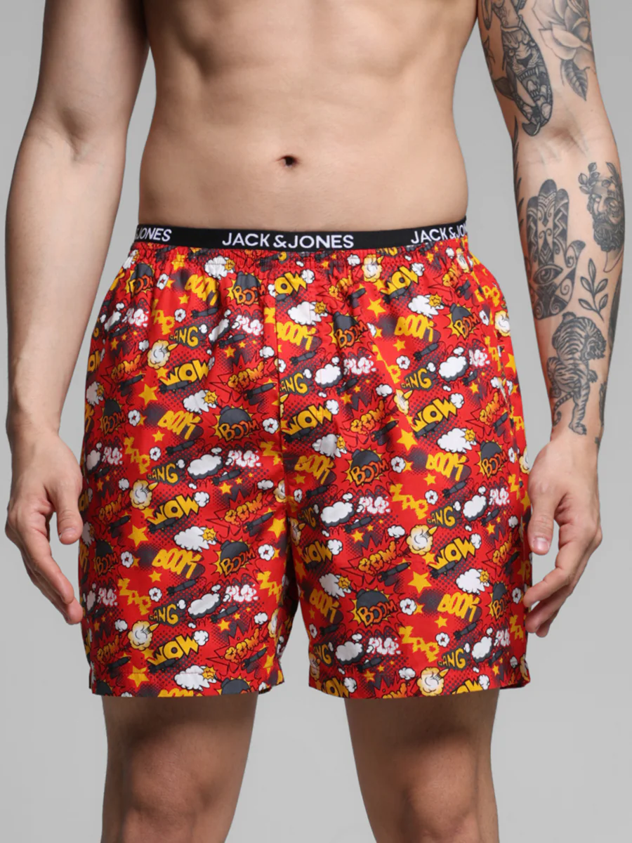 Men's Red Casual Regular Fit Printed Boxer
