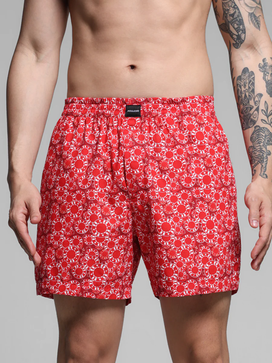 Men's Red Casual Regular Fit Printed Boxer
