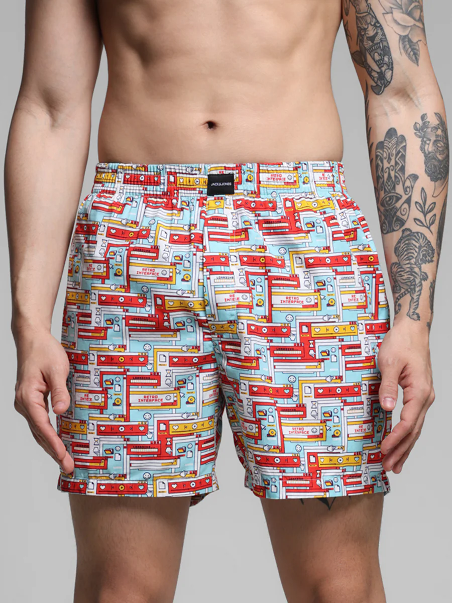 Men's Blue Casual Regular Fit Printed Boxer