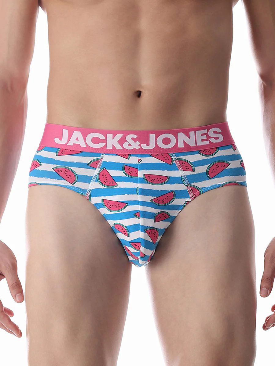 Men's Blue Casual Printed Brief
