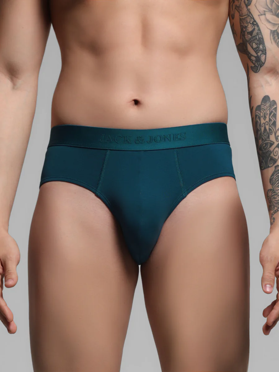 Men's Blue Casual Regular Fit Solid Brief