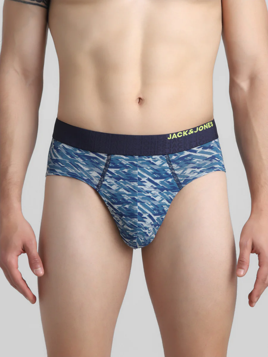 Men's Blue Casual Regular Fit Printed Brief