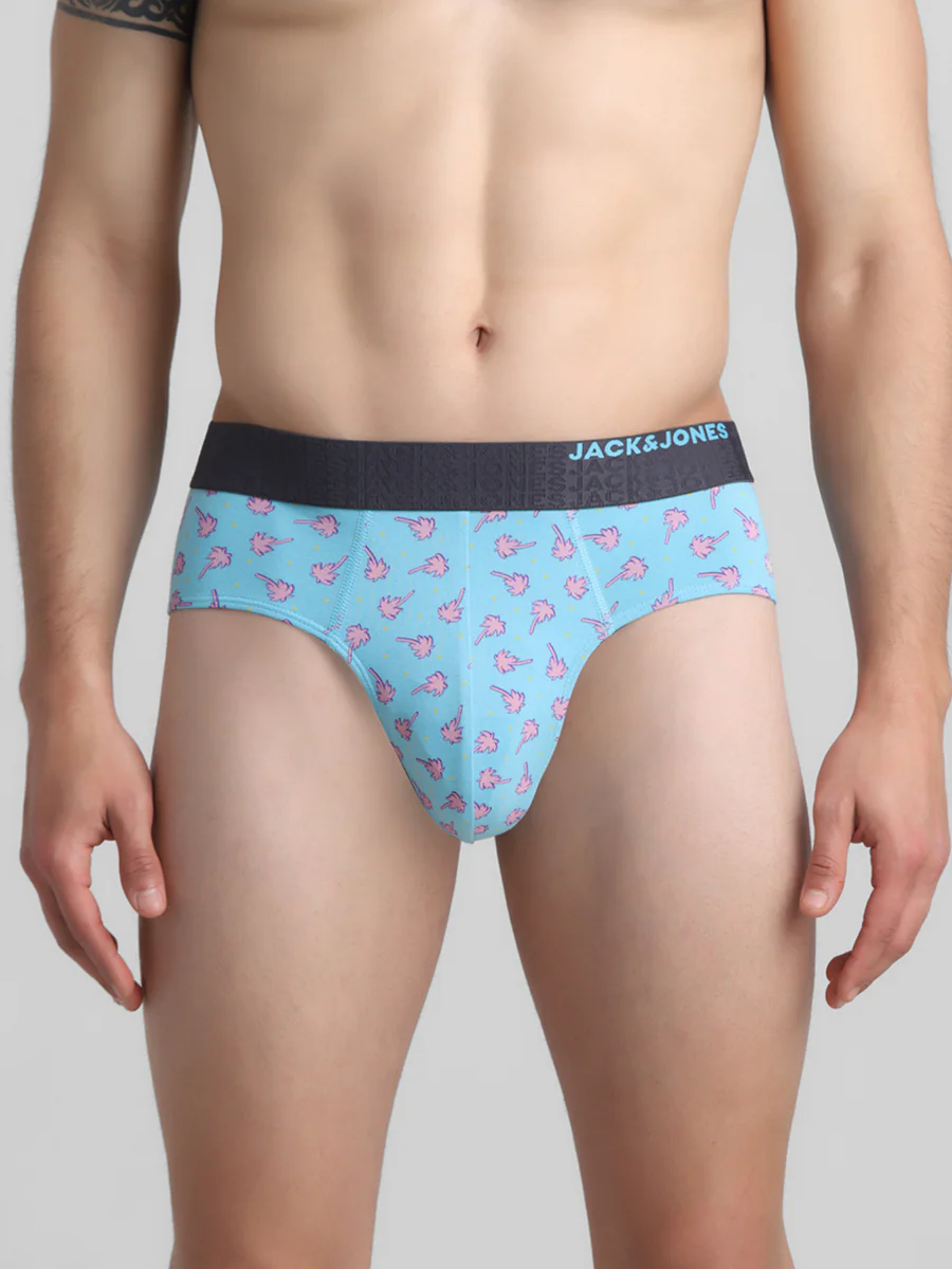 Men's Blue Casual Regular Fit Printed Brief