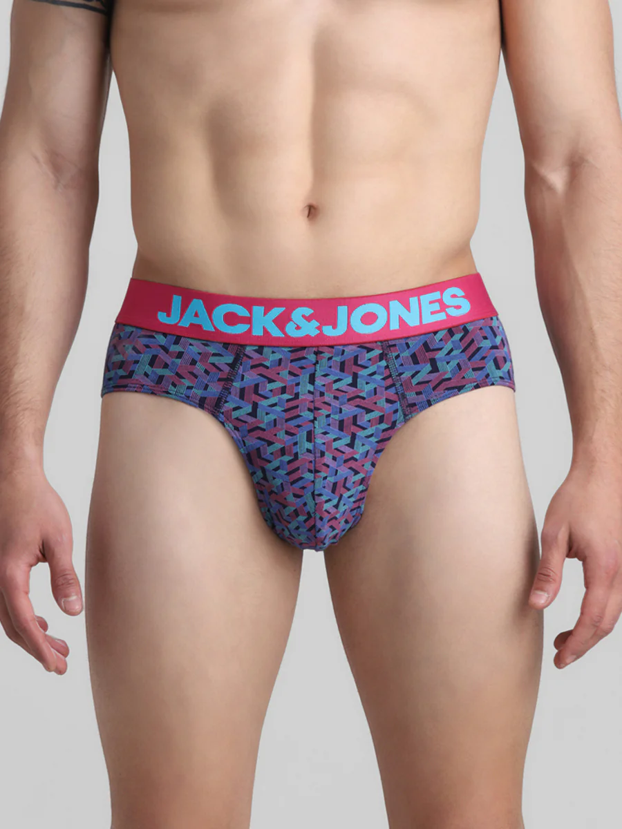 Men's Blue Casual Regular Fit Printed Brief