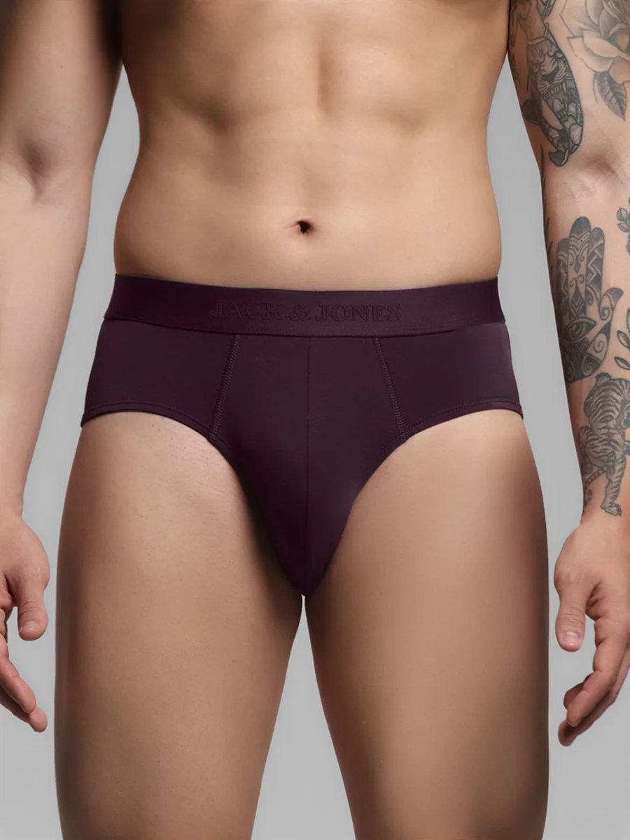 Men's Brown Casual Regular Fit Solid Brief