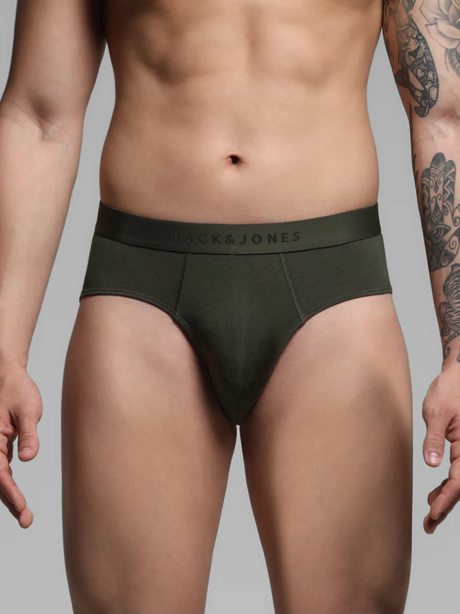 Men's Grey Casual Regular Fit Solid Brief