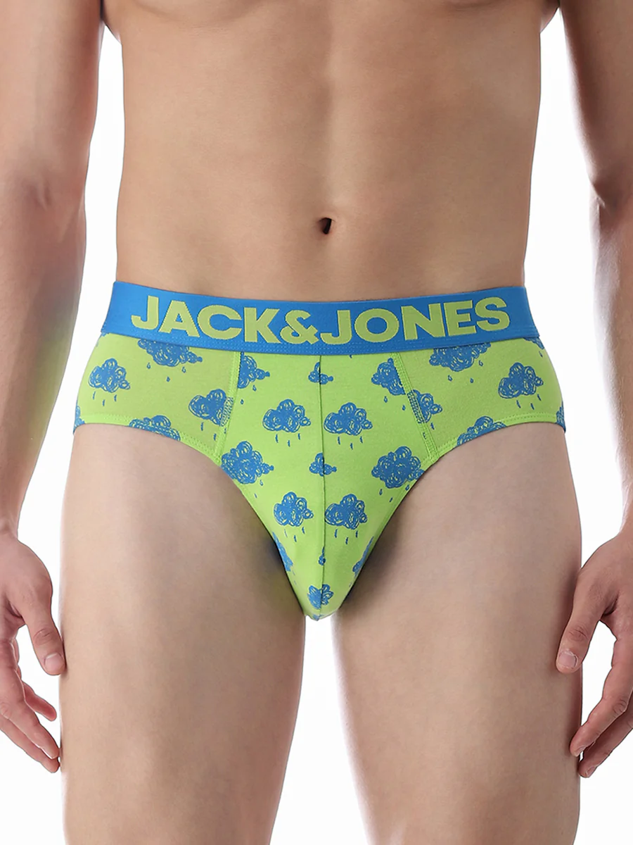 Men's Green Casual Printed Brief