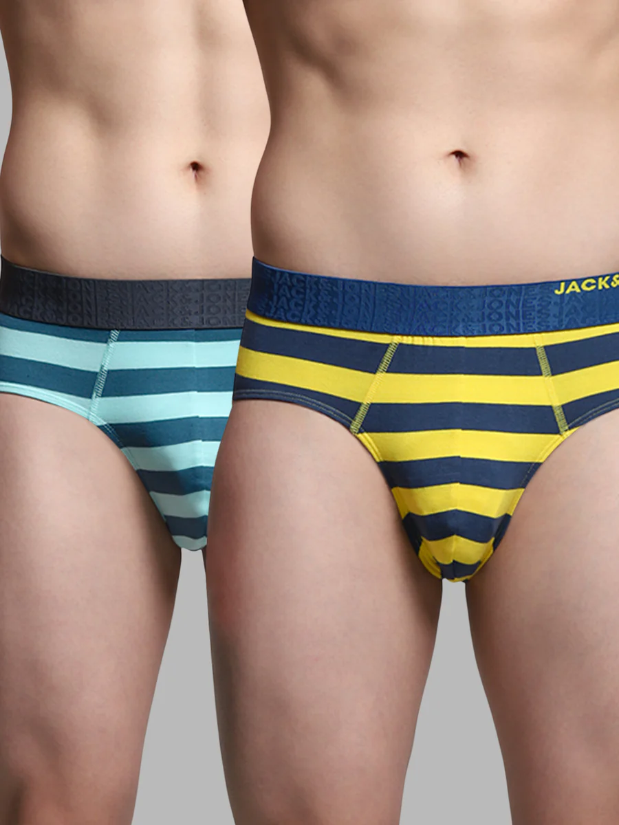 Men's Multicolor Casual Striped Brief - Pack of 2