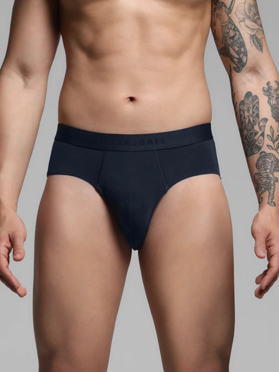 Men's Navy Casual Regular Fit Solid Brief