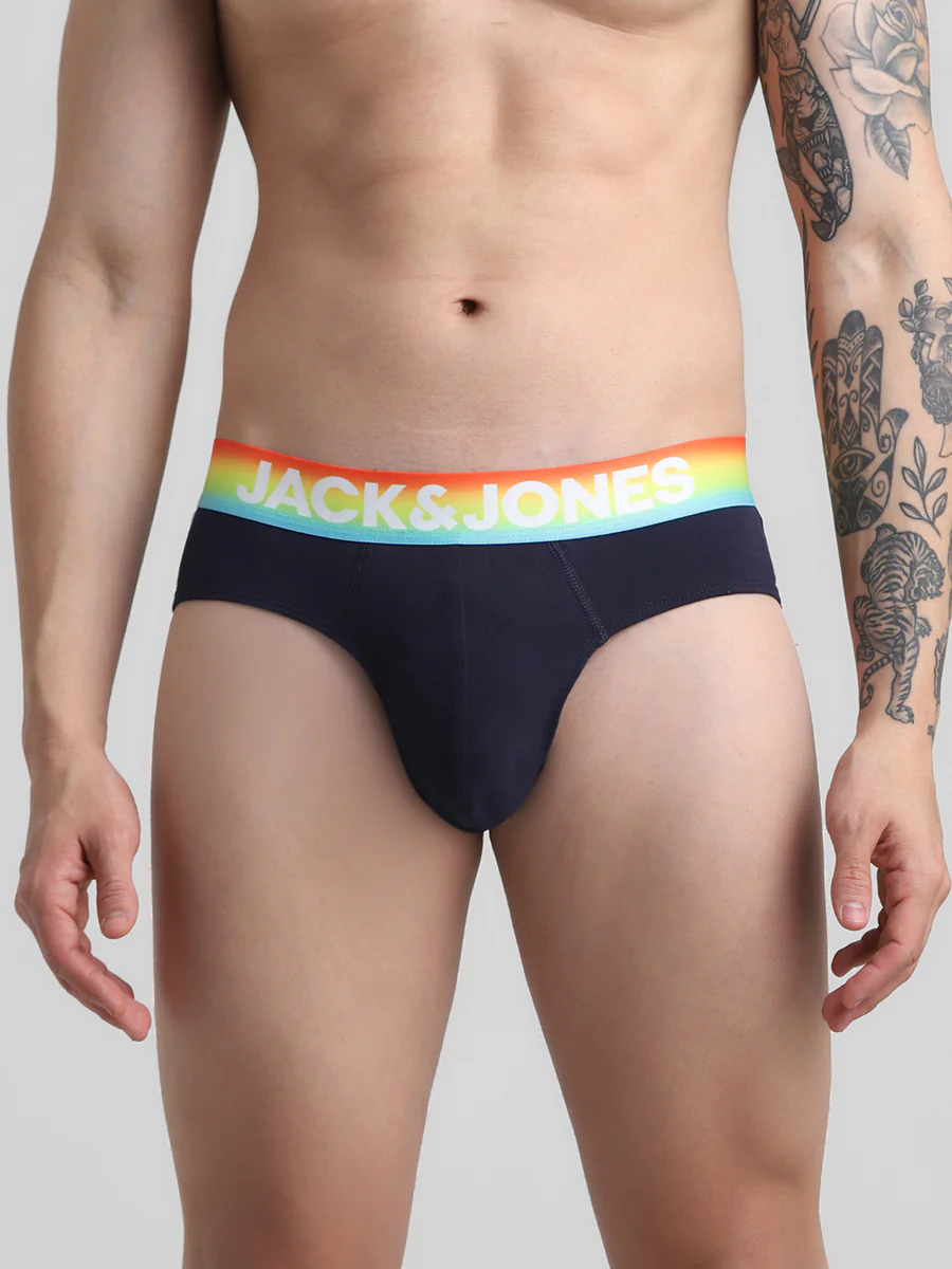 Men's Navy Casual Regular Fit Solid Brief