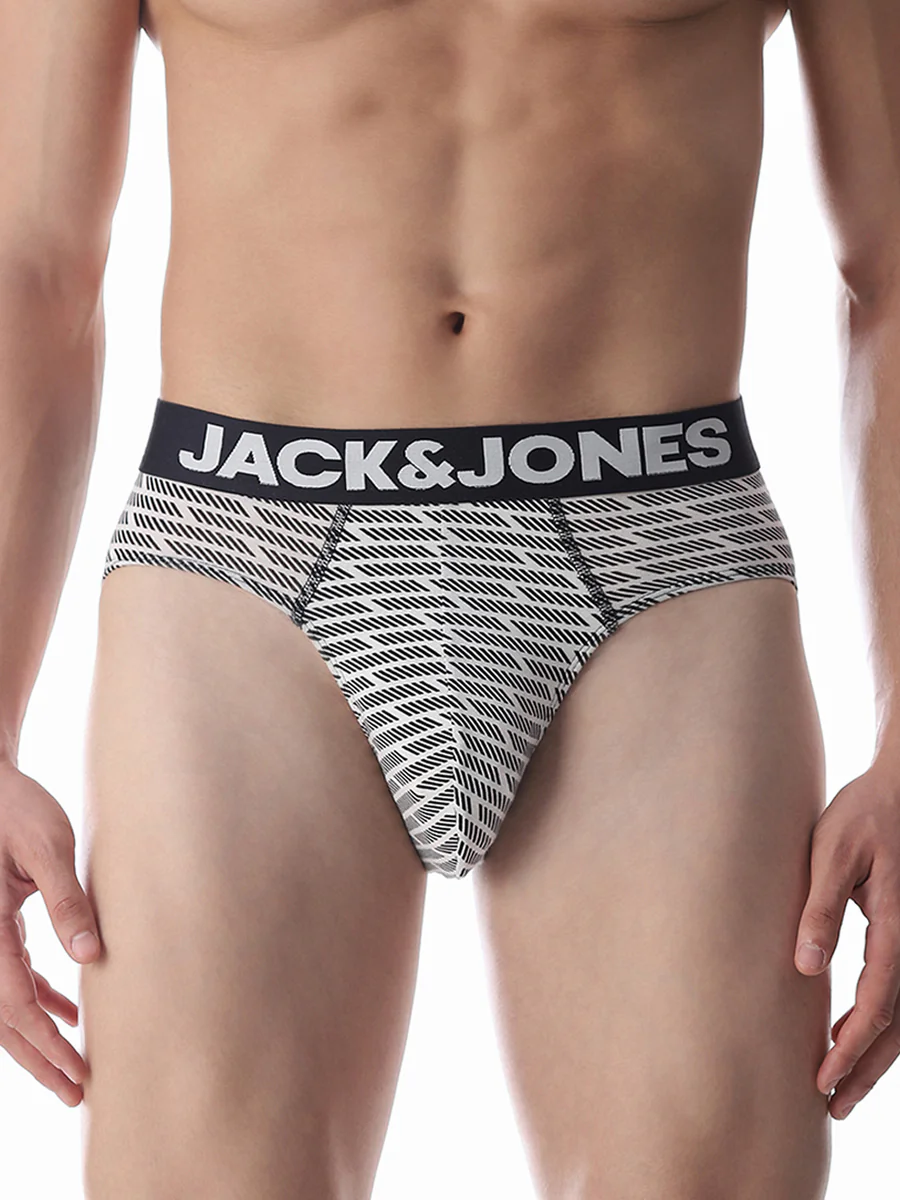Men's White Casual Printed Brief