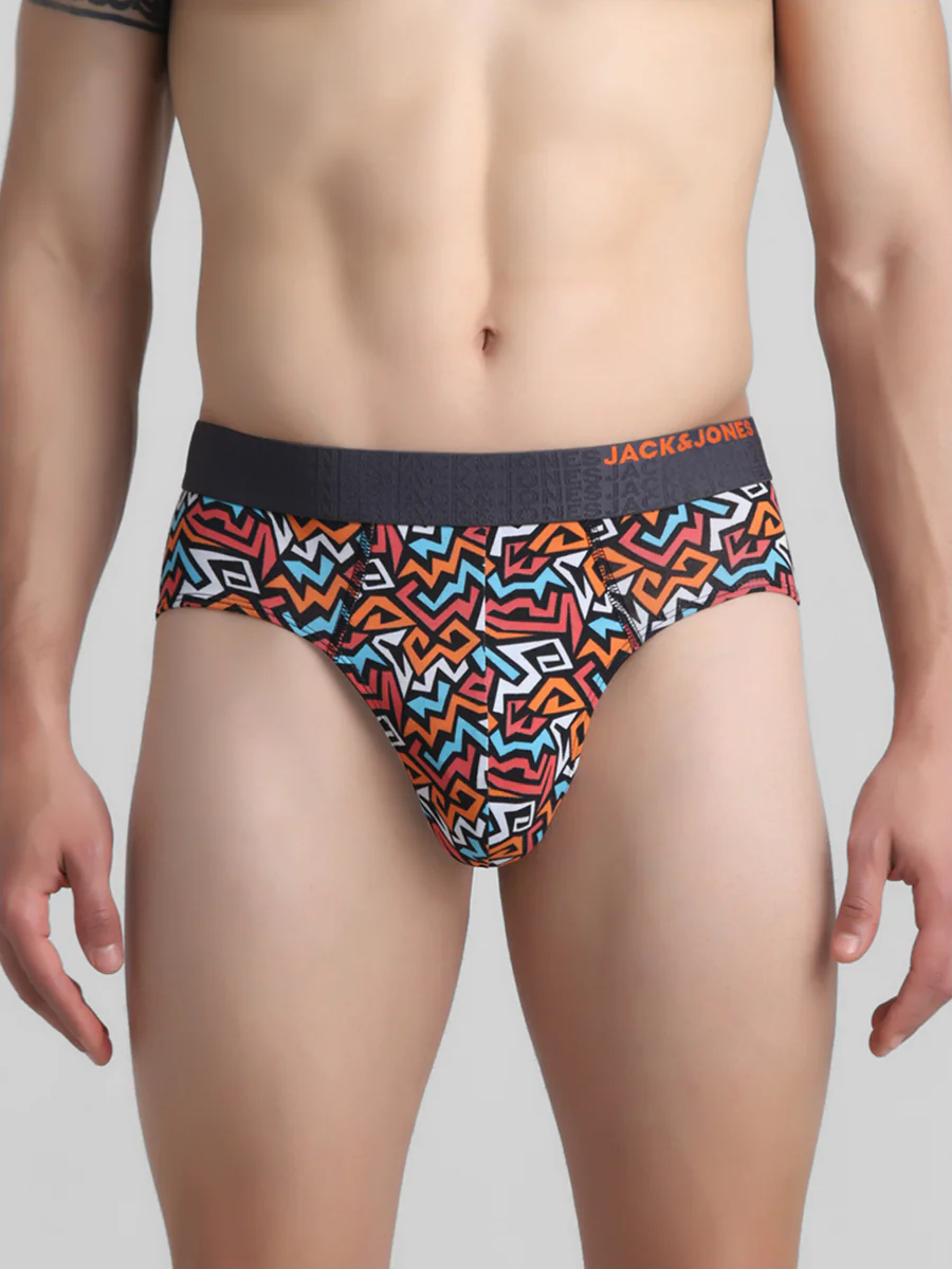 Men's Red Casual Regular Fit Printed Brief
