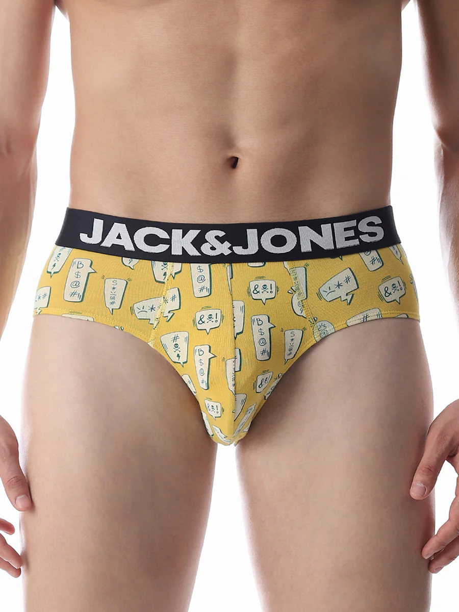 Men's Orange Casual Printed Brief