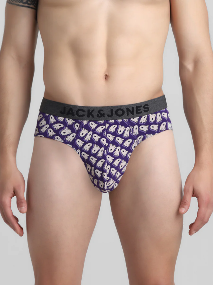 Men's Purple Casual Regular Fit Printed Brief