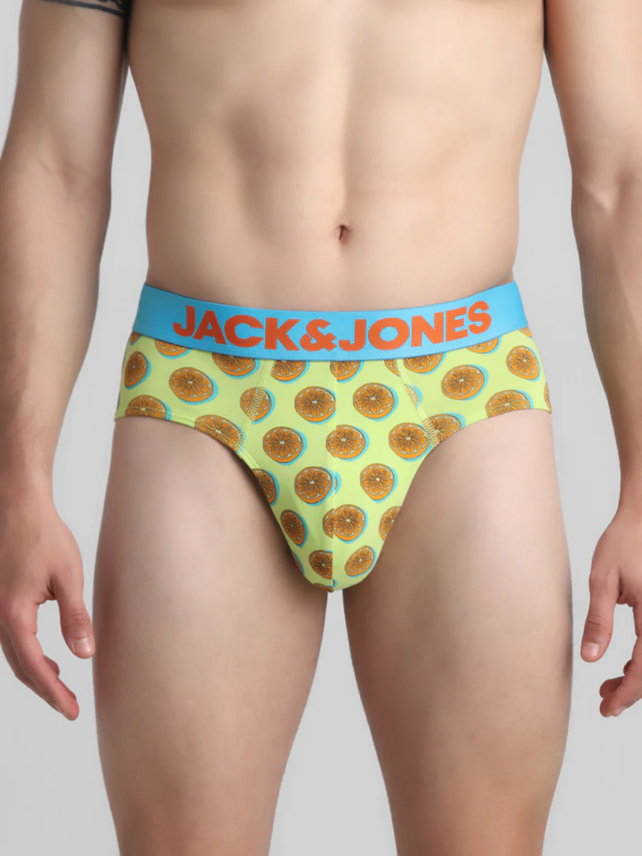 Men's Yellow Casual Regular Fit Printed Brief