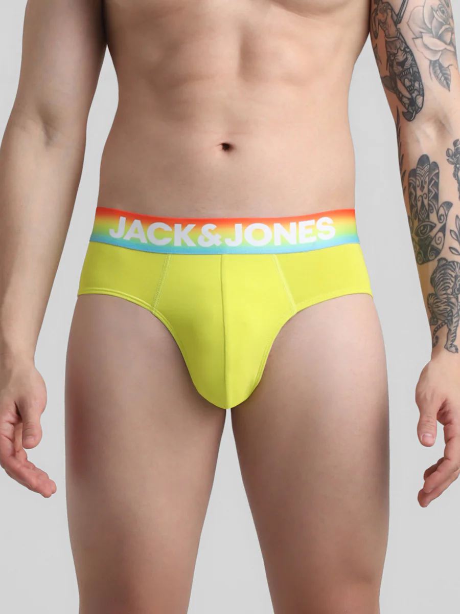 Men's Yellow Casual Regular Fit Solid Brief