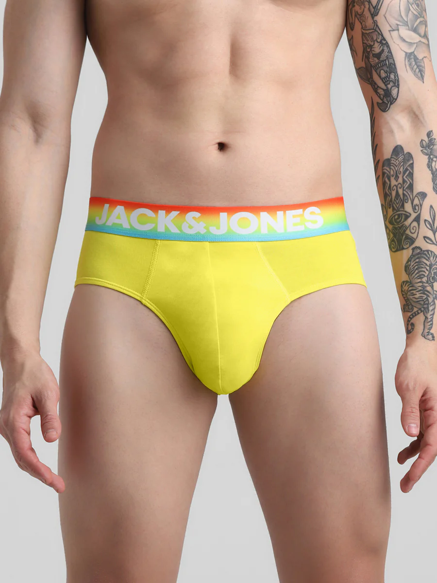 Men's Yellow Casual Regular Fit Solid Brief