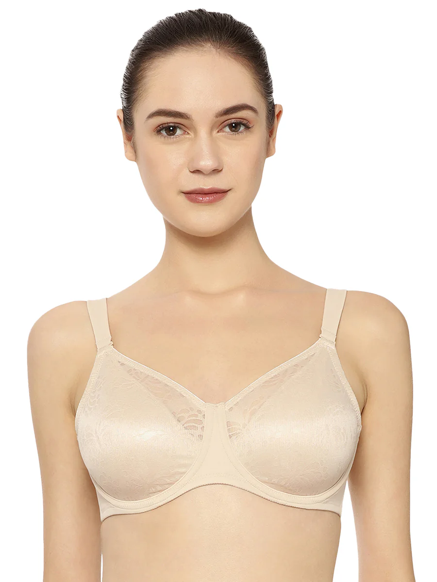 Women's Beige Floral Wired Medium Coverage Non-Padded Bra