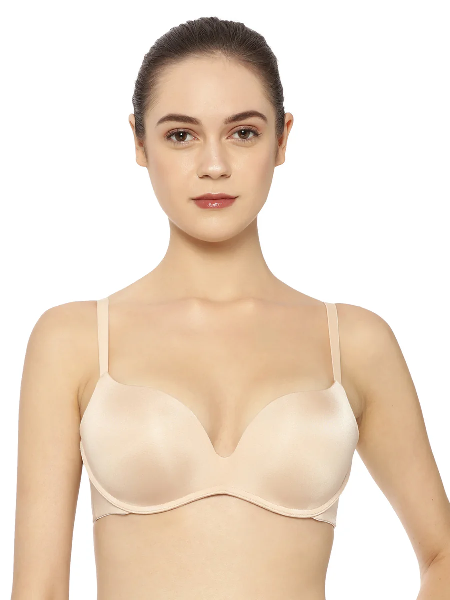 Women's Beige Solid Wired 3/4th Coverage Padded Bra