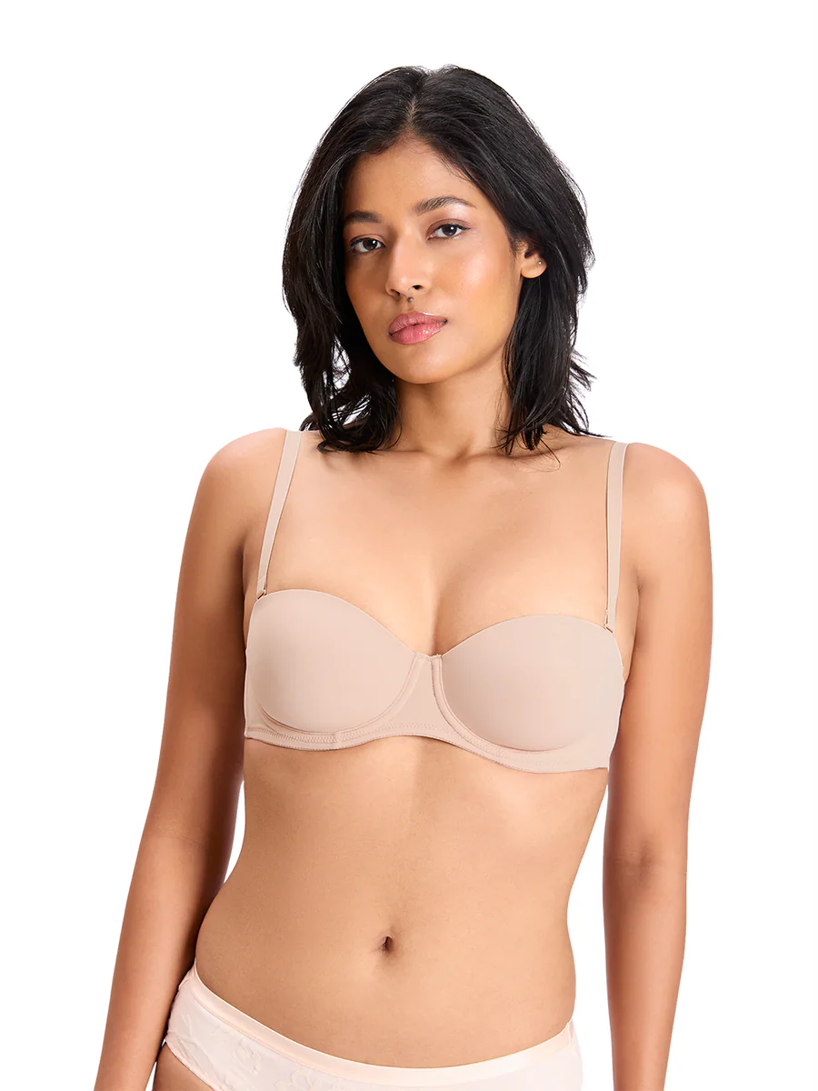 Women's Beige Solid Wired Medium Coverage Padded Bra
