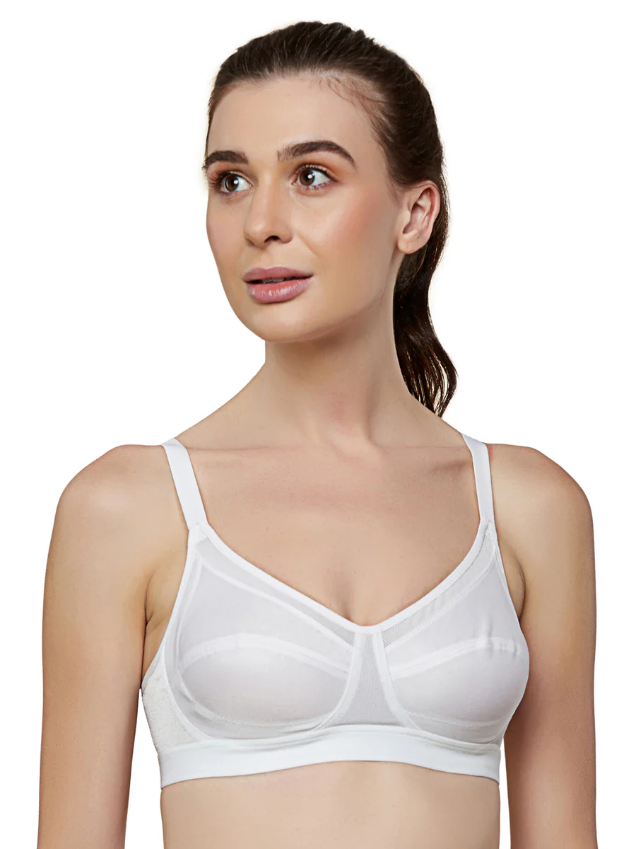 Women's White Solid Non-Wired Medium Coverage Non-Padded Bra