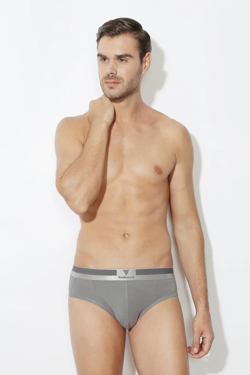 Men's Grey Quite Shade Solid Colour Fresh Ultra Soft Briefs
